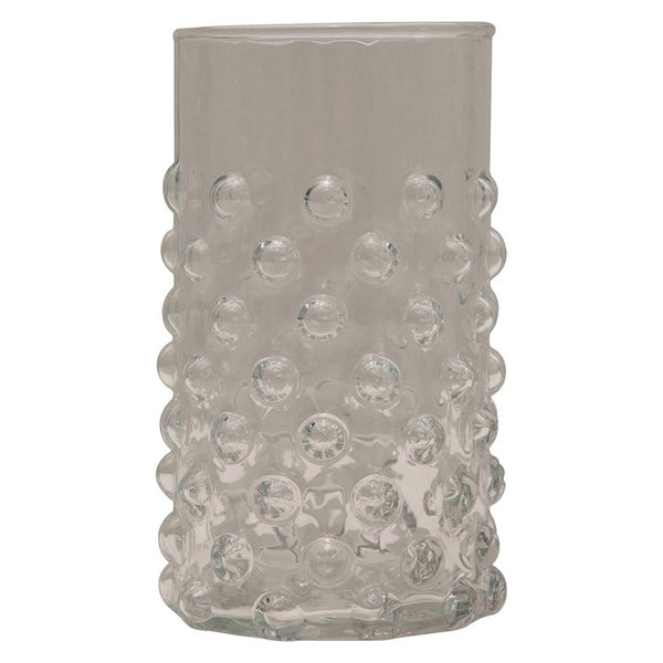 Clear textured glass with raised hobnail pattern, ideal for kitchen and dining use, Hobnail Drinking Glass, 12 oz. from Knotty and Board, perfect for gifts and decor.