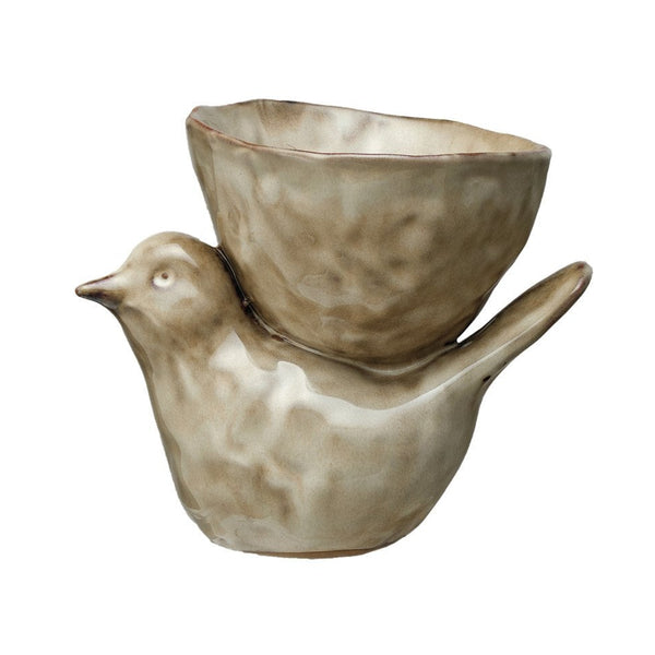 Stone Bird Bowl, Cream, 5 in., a charming cream-colored ceramic bird-shaped bowl perfect for kitchen decor or unique gifts, brought to you by Knotty and Board.