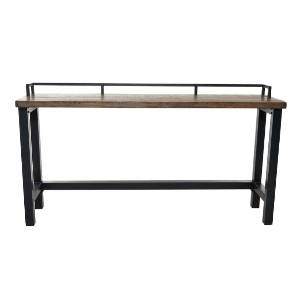 Flynn Counter Table, Iron and Antique Natural, 71 x 16 x 36 in.