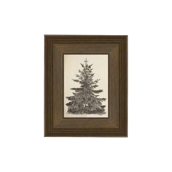 Vintage Pine Tree Framed Antique Art, 5 X 7 in.