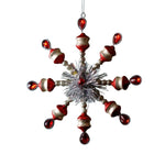 Glass Snowflake Ornament, Red and White, 8 in. 1