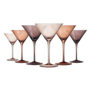 Khen Venus Martini Glass Set, 8oz., Set of 6, Brown featuring elegantly tinted glassware ideal for stylish entertaining and kitchen decor, perfect for gifts from Knotty and Board.