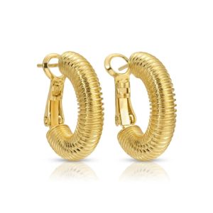 Coil Lever Back Hoops, Gold hoop earrings with a textured coil design, perfect for adding a stylish touch to everyday jewelry collections or unique gift ideas from Knotty and Board.