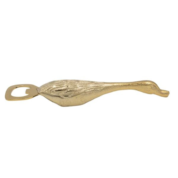 Duck Shaped Bottle Opener in brass finish with detailed sculpting, perfect for kitchen decor or entertaining, available from Knotty and Board for unique gifts.