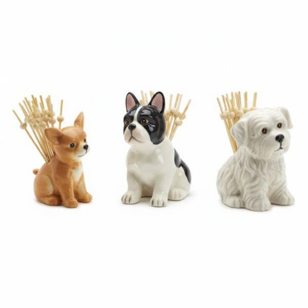 Ceramic Dog Toothpick Holder, Assorted, 3.5 in.