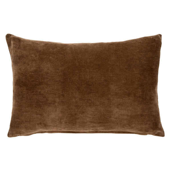 Vera Velvet Pillow, Sienna, 16x24, soft textured decor pillow in warm brown tone, perfect for adding cozy elegance to any living space with Knotty and Board style.