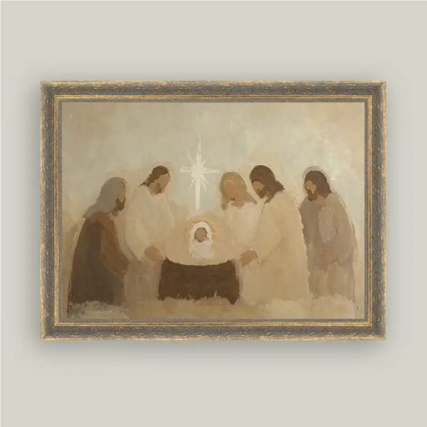 Neutral Nativity Framed Antique Art, 16 X 12 in.