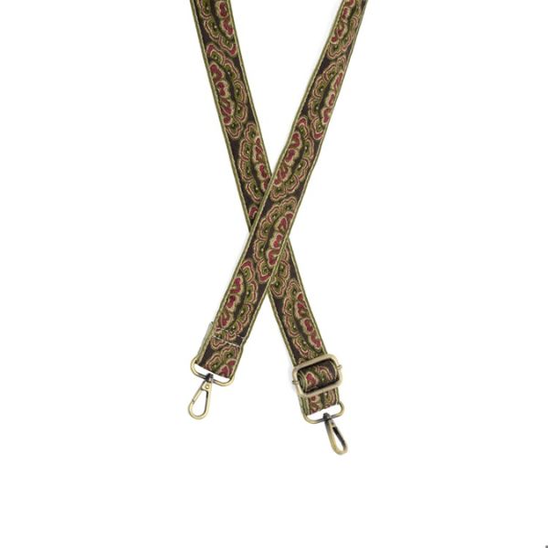 Ornate Petals Guitar Strap, Olive, 0.5 in.