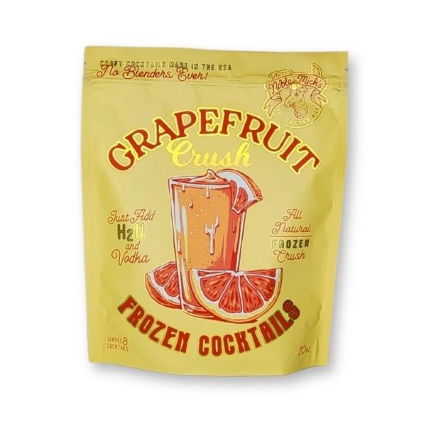 Noble Mick's Frozen Cocktails, Grapefruit Crush pouch with grapefruit illustration, perfect for gifts, kitchen, and entertaining from Knotty and Board, Every Room Needs A Little Knotty and Board.