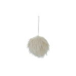 Faux Fur Pom Pom Ornament, White, 4 in. 1