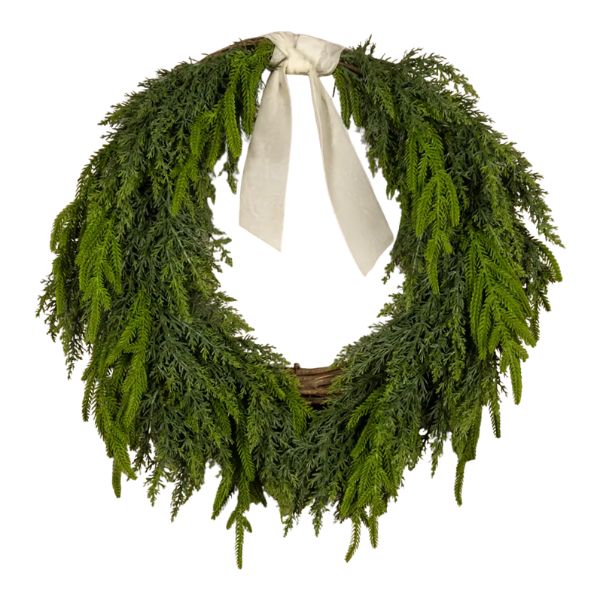 Soft Touch Redwood & Cedar Wreath w/ Ribbon, 22 in.