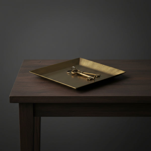 Antique Brass Tray, Square, 4.25 in.