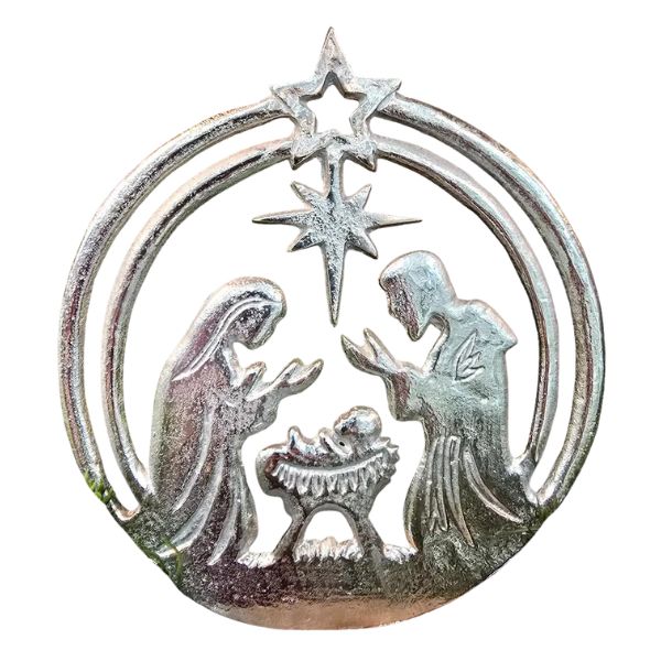 Round Aluminum Nativity, 8.7 X 7.1 in.