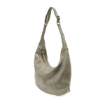 Rochelle Faux Suede Large Crescent Hobo, Metallic Silver 2
