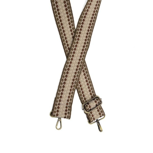 Dotted Stripe Guitar Strap, Espresso