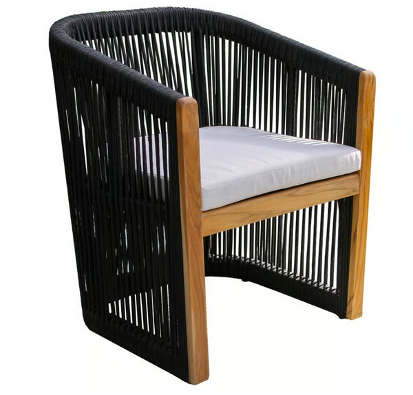 Teak & Black Rope Dining Chair