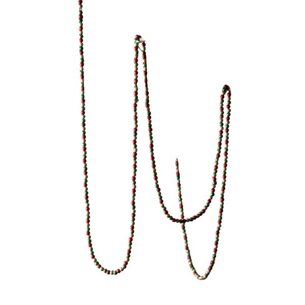 Metallic Mini Bead Garland, Red, Green and Silver, 72 in.
