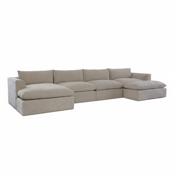 Beige sectional sofa on a white background