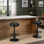 Gavin Counter Stool, Black Leather and Iron, 14 X 14 X 26 in. 2
