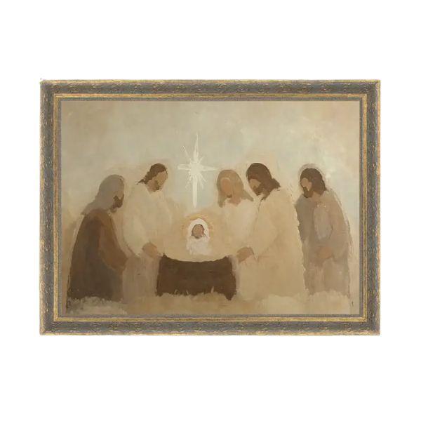 Neutral Nativity Framed Antique Art, 16 X 12 in.