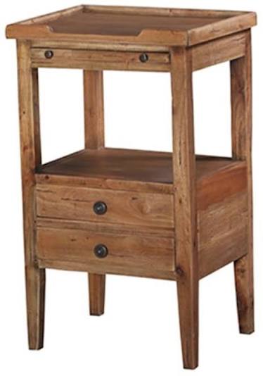 Eton 2-Drawer Side Table with Pull-Out Shelf, Straw Wash, 17 × 13 × 27 in.