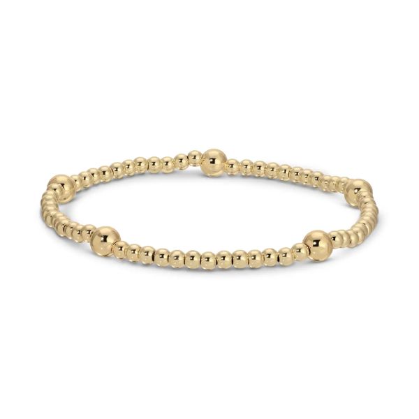 Stretch Bead Bracelet, 3mm & 5mm Accents, Gold