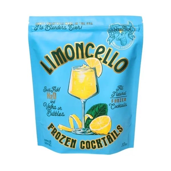 Noble Mick's Frozen Cocktails, Limoncello in bright blue packaging featuring a lemon garnish and natural frozen cocktail imagery, perfect for entertaining and gifts from Knotty and Board.