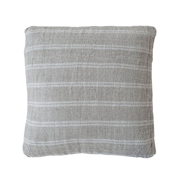 Hasselt Handwoven Linen Pillow, 20 X 20 in., featuring a soft striped pattern in neutral tones, perfect for adding cozy decor to any room, available from Knotty and Board.