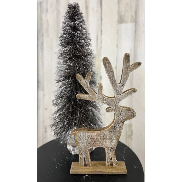 Whitewashed Crackle Deer, 16 X 8 in.