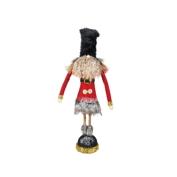 Fabric Soldier with Glitter, Faux Fur & Twig Legs, 13.75"
