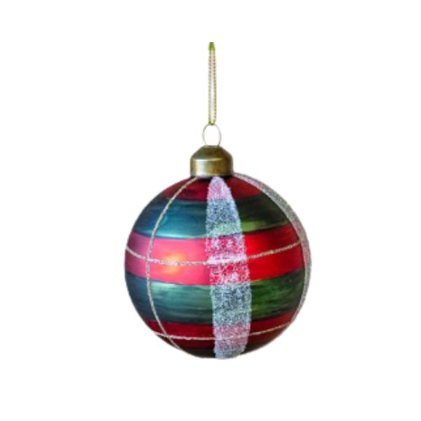 Plaid Glass Ball Ornament, 3 in.