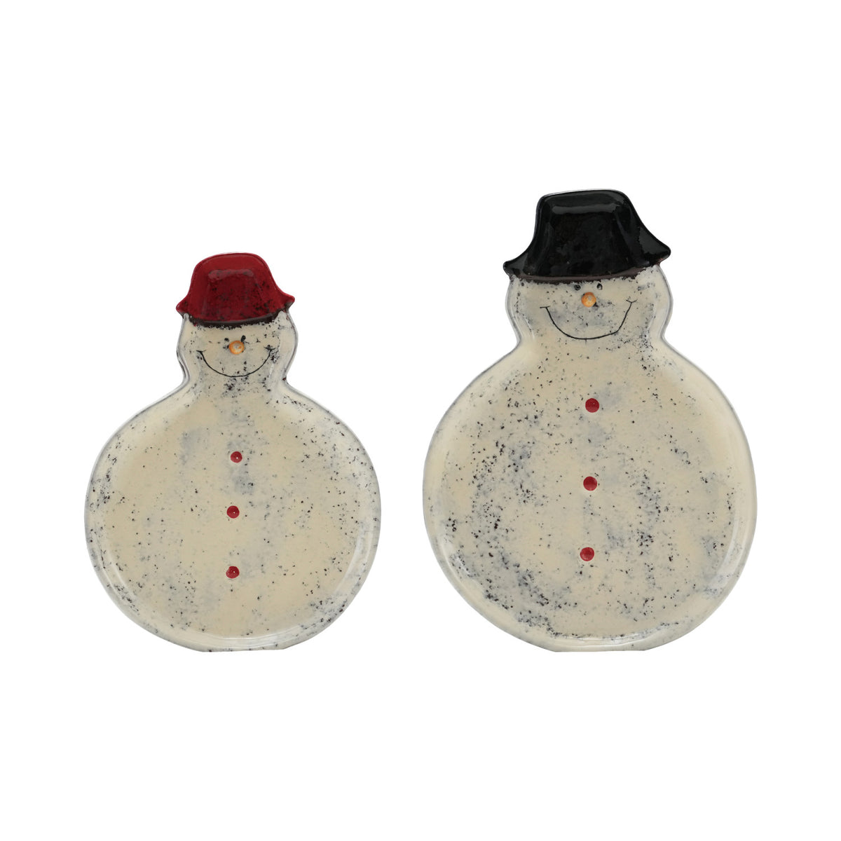 Snowman Shaped Ceramic Plates, Set of 2, 9 & 8