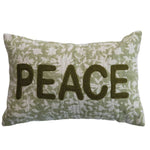 Embroidered Peace Lumbar Pillow w/ Flowers 1