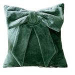 Velvet Bow Pillow, Green, 10 X 10 in. 1