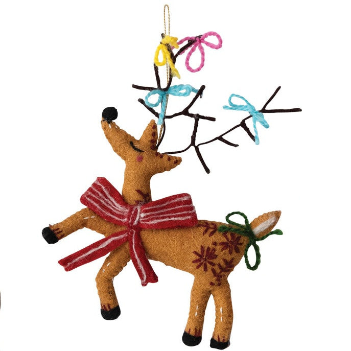 Wool Felt Ornament, Reindeer, 7.5