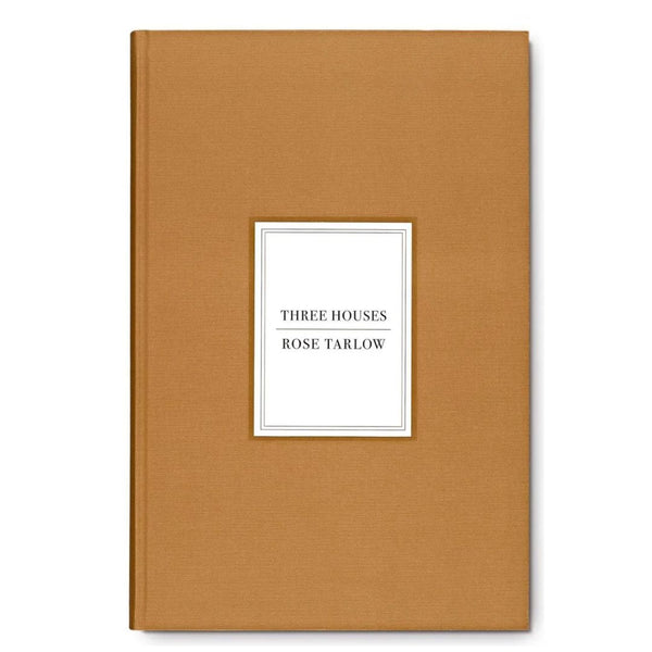 Elegant brown hardcover Rose Tarlow Book titled "Three Houses," perfect for decor or thoughtful gifts, highlighting curated style from Knotty and Board. Every Room Needs A Little Knotty and Board.