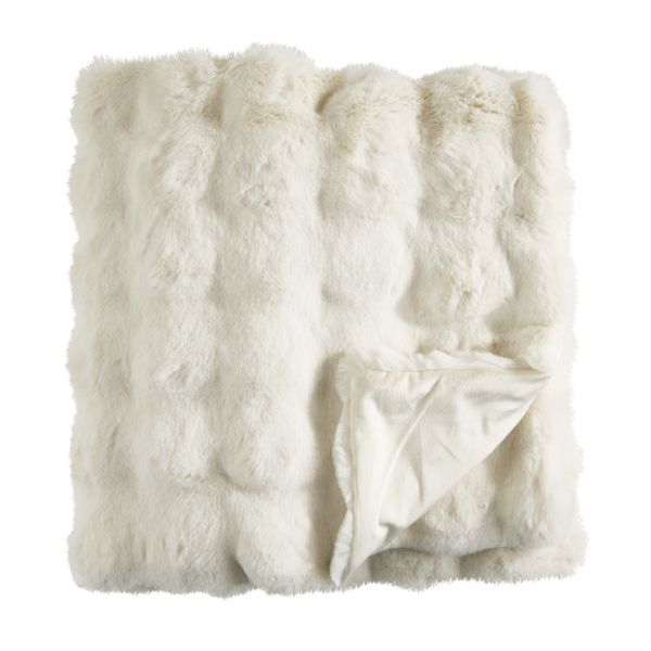 Fur Throw, Bubble Faux, Ivory, 50 X 60 in.