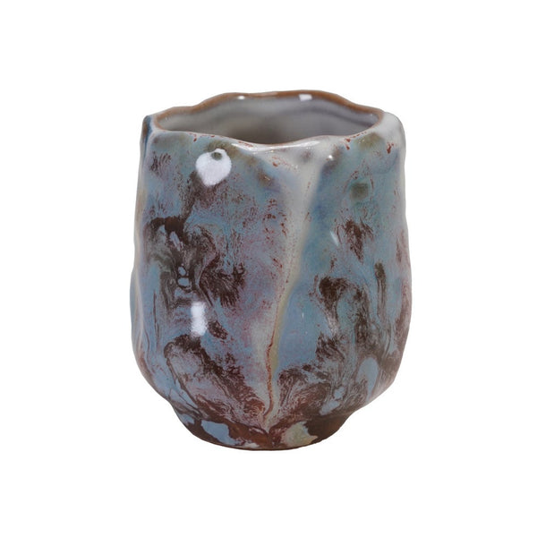 Stoneware Toothpick Holder, 2" with a unique blue and brown glazed finish, perfect for kitchen or dining decor, a curated gift from Knotty and Board. Every Room Needs A Little Knotty and Board.