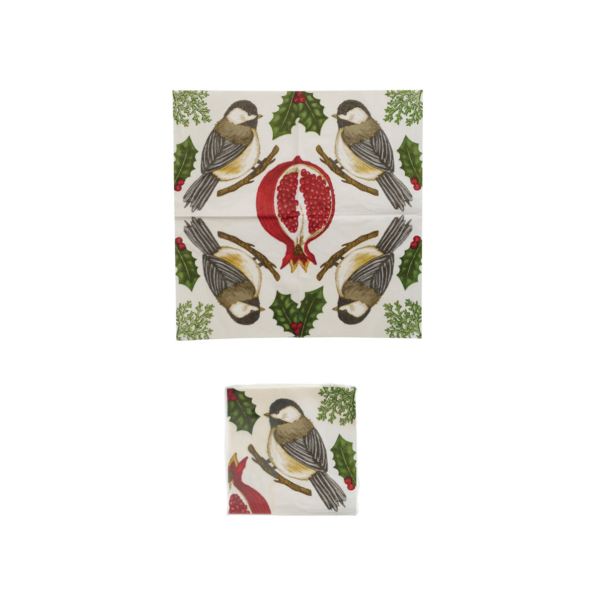 Paper Cocktail Napkins w/ Seasonal Botanicals & Bird, 50 pcs, 4