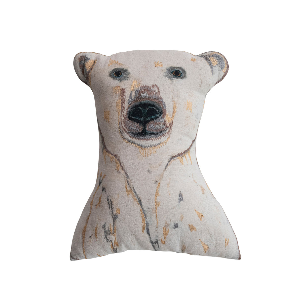 Polar Bear Shaped Cotton & Linen Printed Pillow
