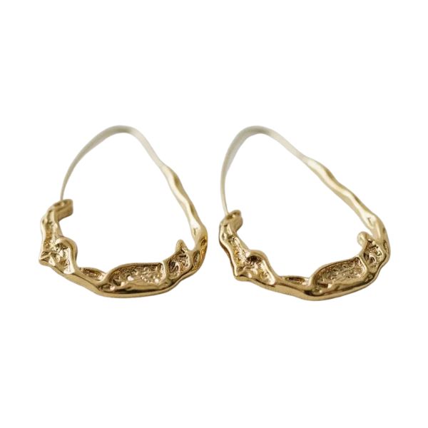 A pair of Lava Water Hoop Earrings, Gold with a unique textured design, perfect for adding elegant style to any jewelry collection from Knotty and Board.