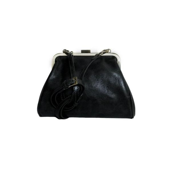 Elsa Small Frame Crossbody Bag, Black