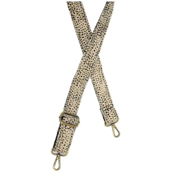 Cheetah Faux Fur Mini Guitar Strap, Natural