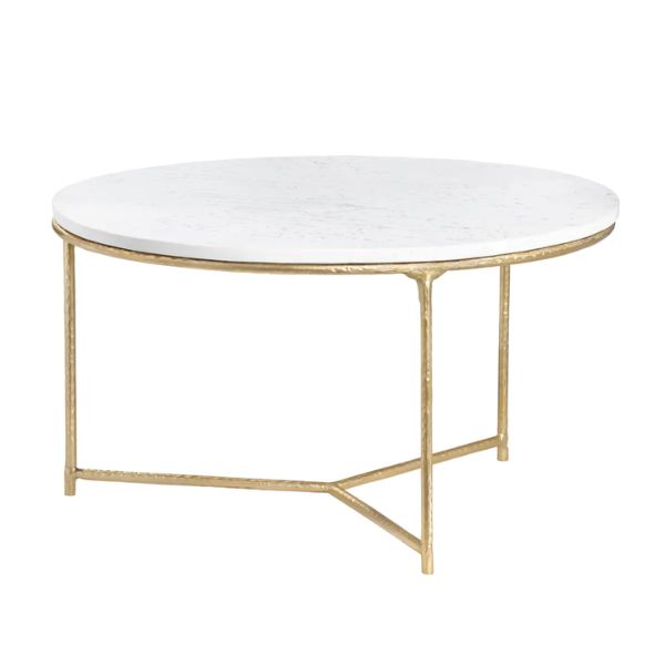 Athens Cocktail Table, Marble and Gold, 32 X 32 X 17 in.