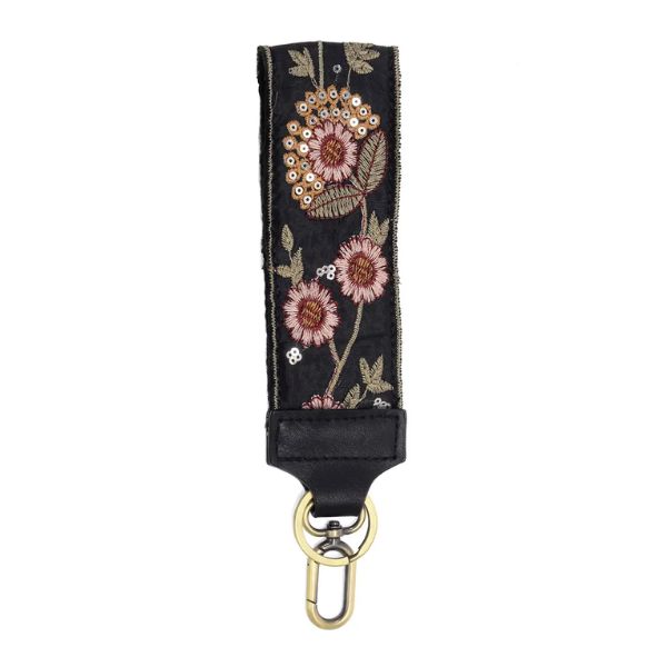 Ornate Floral and Sequin Easy Find Wristlet, Black