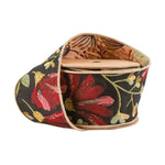 Wired 2.5 in. Reversible Floral Tapestry and Forest Pale Ribbon, Gold and Black, 5 yd. 1