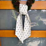 Wreath Sash, Linen Blend, White & Black Polkadot, 5.5 X 55 in. 2