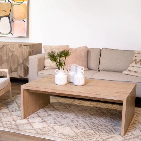 Merwin Reclaimed Pine Coffee Table, Light Warm Wash, 54 x 32 in.