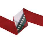 Wired 2.5 in. Dupioni Plaid Bias Cut Ribbon, Burgundy, Green, and White, 5 yd. 2