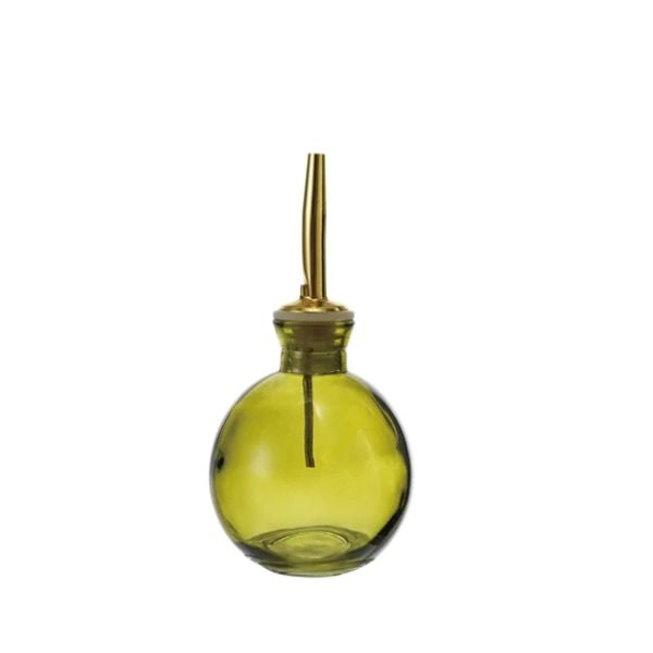 Glass Bitters Bottle with Gold Metal Stopper, Olive, 4 oz.